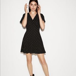 Express - Polka Dot Surplice Fit + Flare Dress